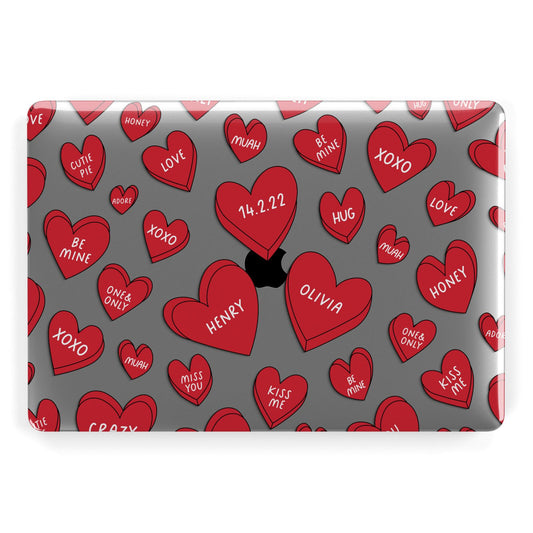 Red Hearts Couples Personalised Apple MacBook Case