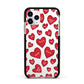 Red Hearts Couples Personalised Apple iPhone 11 Pro in Silver with Black Impact Case
