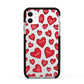 Red Hearts Couples Personalised Apple iPhone 11 in White with Black Impact Case