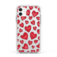 Red Hearts Couples Personalised Apple iPhone 11 in White with White Impact Case