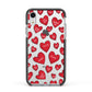Red Hearts Couples Personalised Apple iPhone XR Impact Case Black Edge on Silver Phone