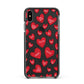 Red Hearts Couples Personalised Apple iPhone Xs Max Impact Case Black Edge on Black Phone