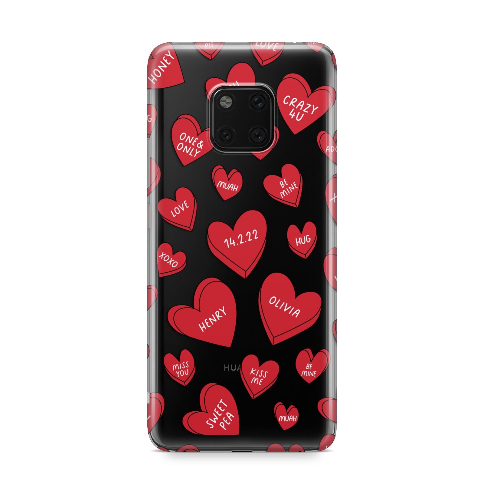 Red Hearts Couples Personalised Huawei Mate 20 Pro Phone Case
