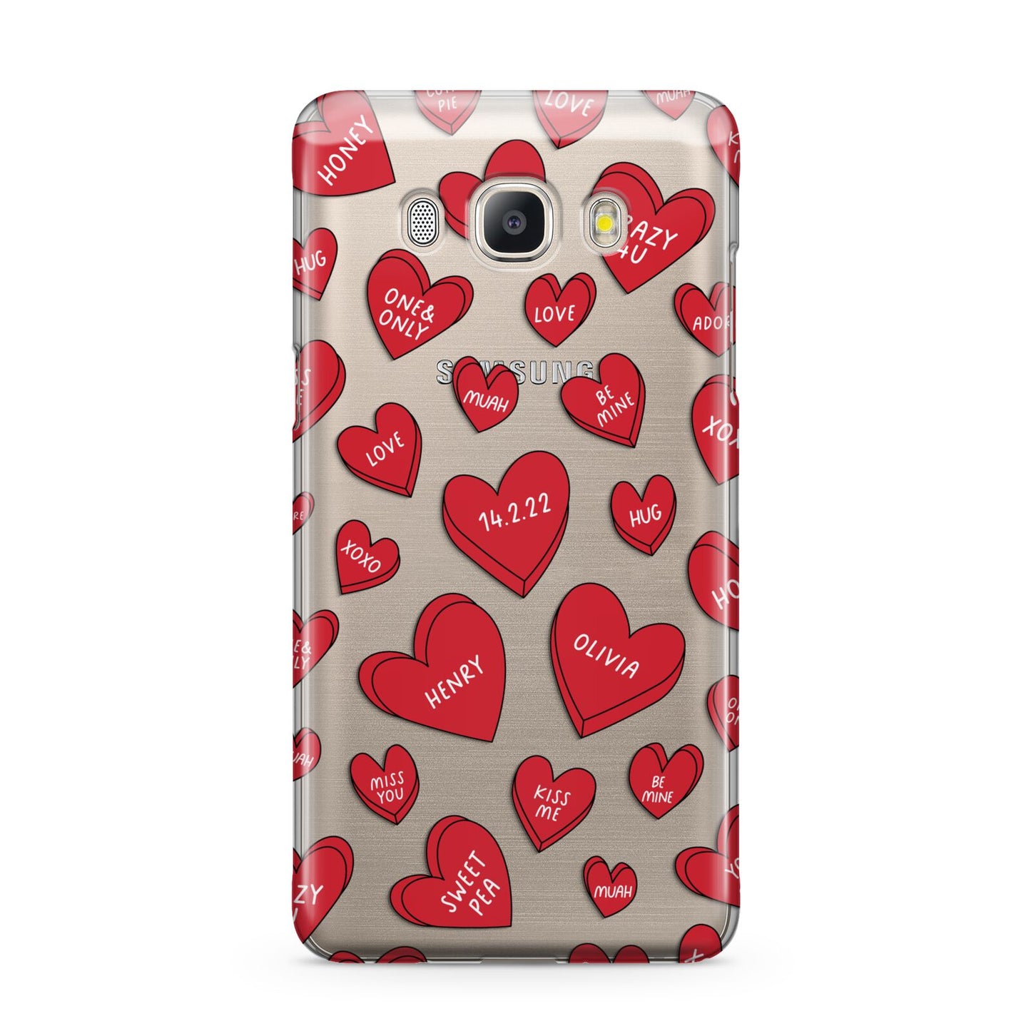 Red Hearts Couples Personalised Samsung Galaxy J5 2016 Case