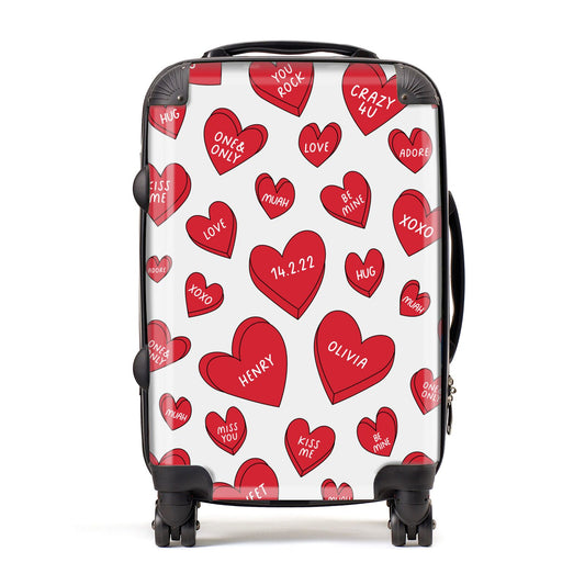Red Hearts Couples Personalised Suitcase