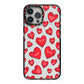 Red Hearts Couples Personalised iPhone 13 Pro Max Black Impact Case on Silver phone