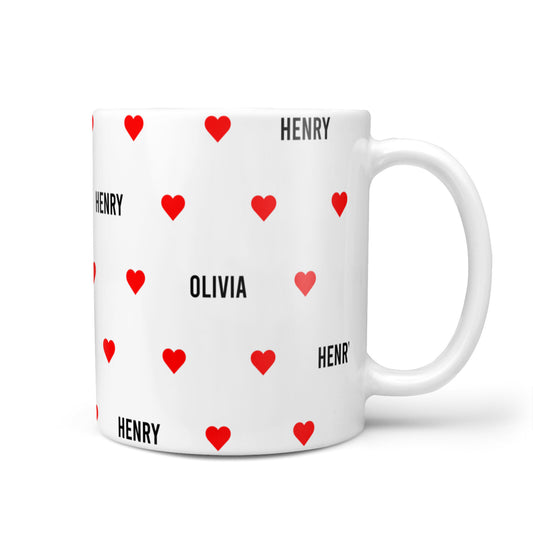 Red Hearts with Couple s Names 10oz Mug