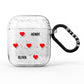 Red Hearts with Couple s Names AirPods Glitter Case
