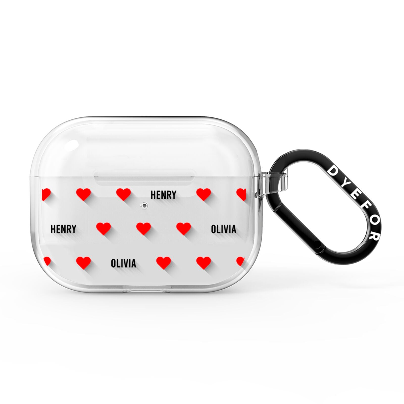 Red Hearts with Couple s Names AirPods Pro Clear Case