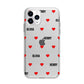 Red Hearts with Couple s Names Apple iPhone 11 Pro Max in Silver with Bumper Case
