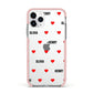 Red Hearts with Couple s Names Apple iPhone 11 Pro in Silver with Pink Impact Case