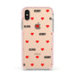 Red Hearts with Couple s Names Apple iPhone Xs Impact Case Pink Edge on Gold Phone