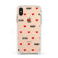 Red Hearts with Couple s Names Apple iPhone Xs Impact Case White Edge on Gold Phone