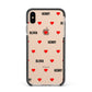 Red Hearts with Couple s Names Apple iPhone Xs Max Impact Case Black Edge on Gold Phone
