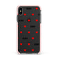 Red Hearts with Couple s Names Apple iPhone Xs Max Impact Case Pink Edge on Black Phone