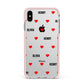 Red Hearts with Couple s Names Apple iPhone Xs Max Impact Case Pink Edge on Silver Phone