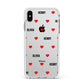 Red Hearts with Couple s Names Apple iPhone Xs Max Impact Case White Edge on Silver Phone