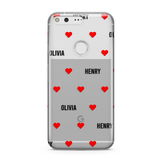 Red Hearts with Couple s Names Google Pixel Case