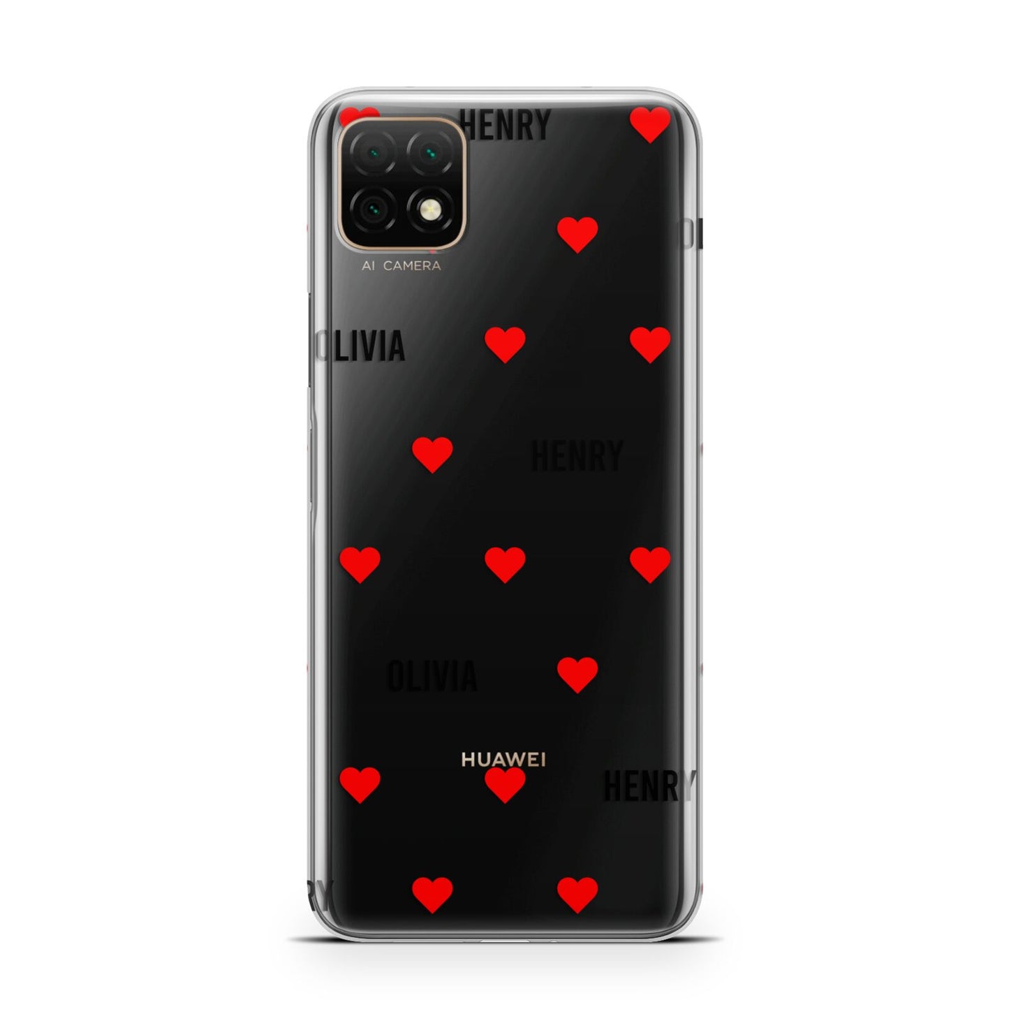 Red Hearts with Couple s Names Huawei Enjoy 20 Phone Case