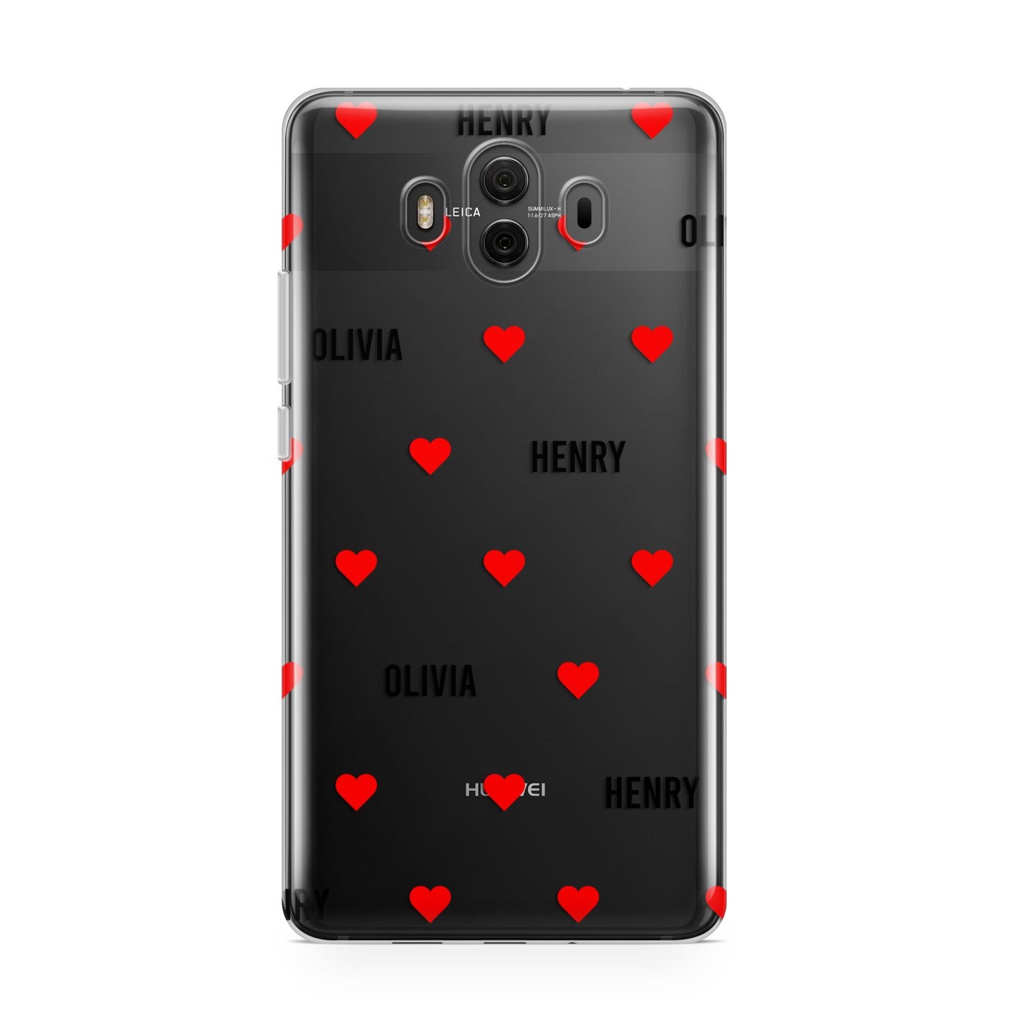 Red Hearts with Couple s Names Huawei Mate 10 Protective Phone Case