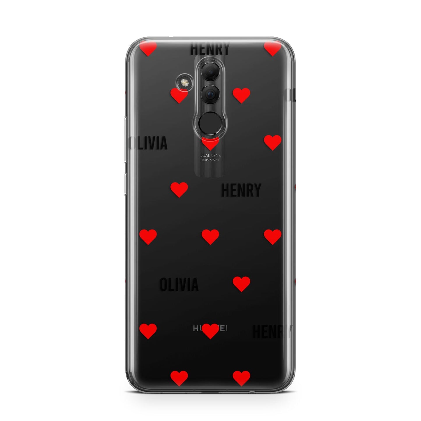 Red Hearts with Couple s Names Huawei Mate 20 Lite