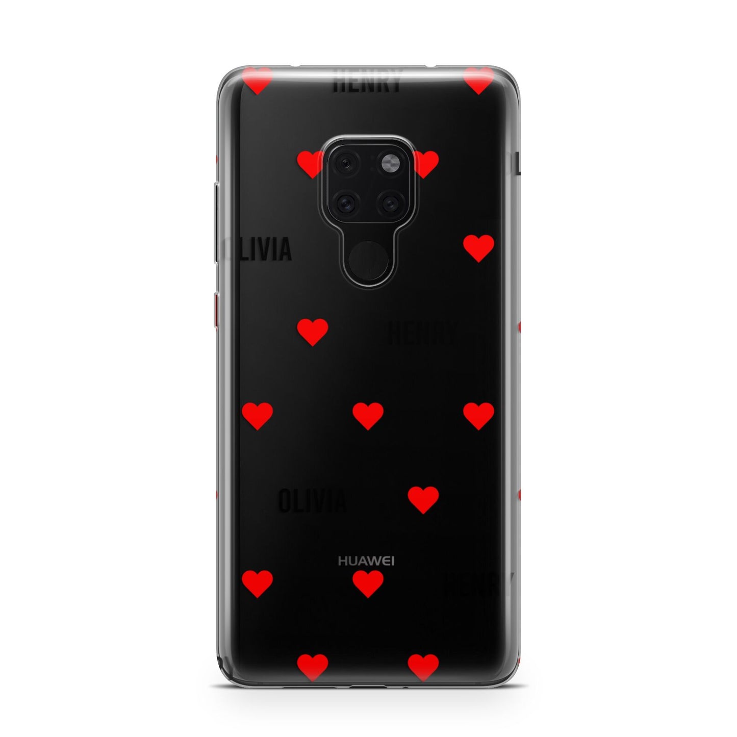 Red Hearts with Couple s Names Huawei Mate 20 Phone Case