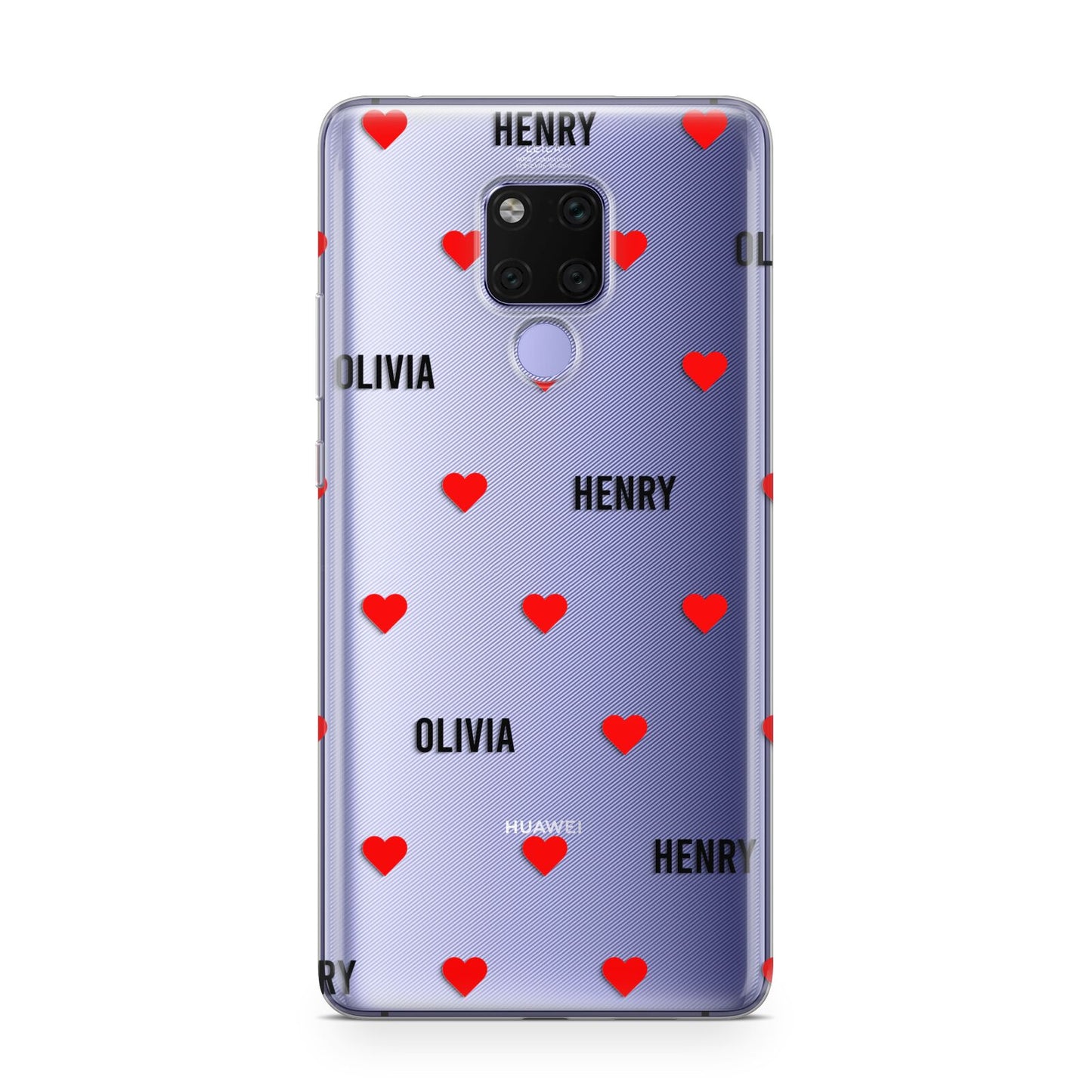 Red Hearts with Couple s Names Huawei Mate 20X Phone Case