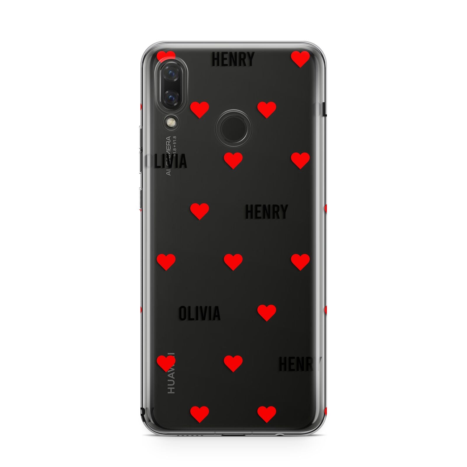 Red Hearts with Couple s Names Huawei Nova 3 Phone Case