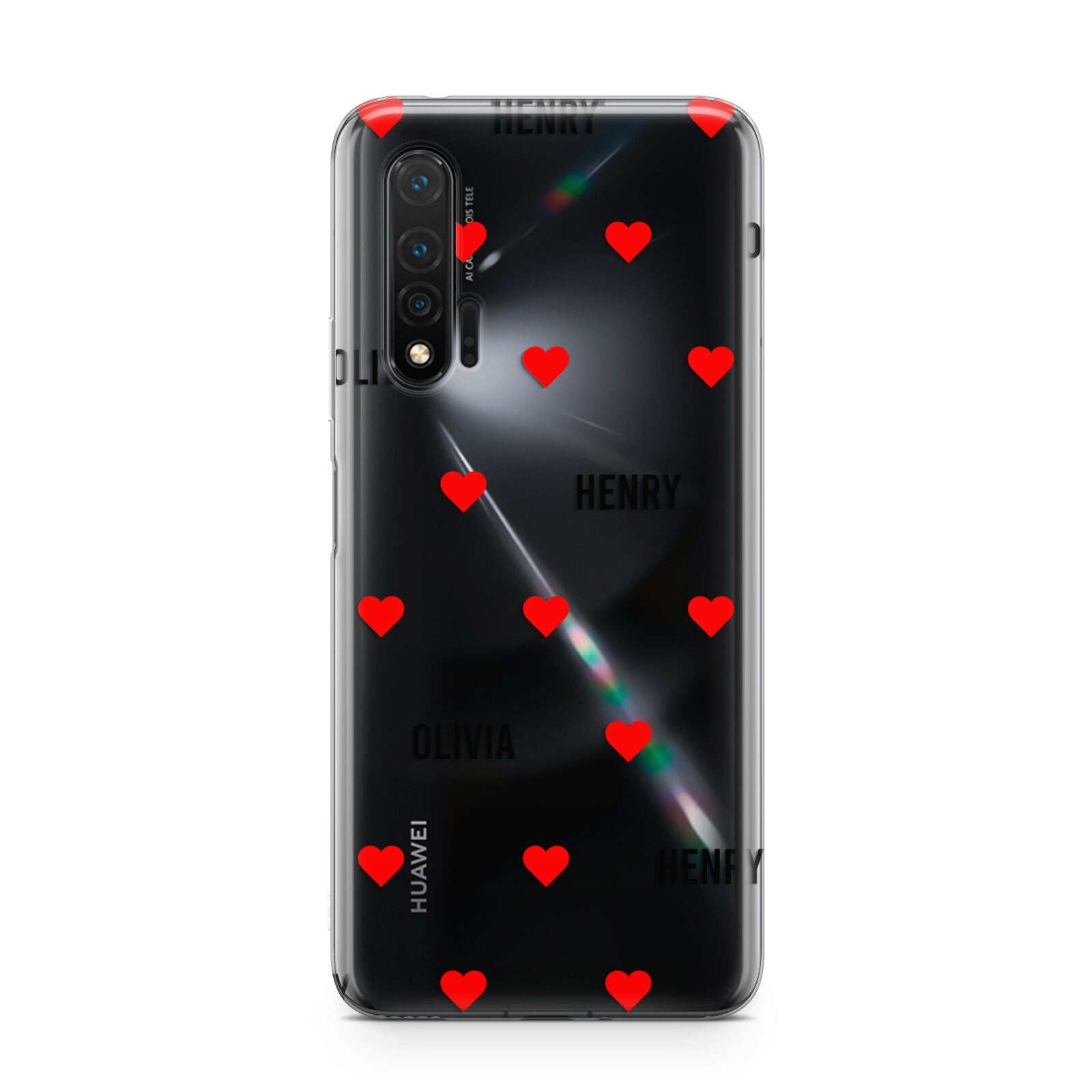 Red Hearts with Couple s Names Huawei Nova 6 Phone Case