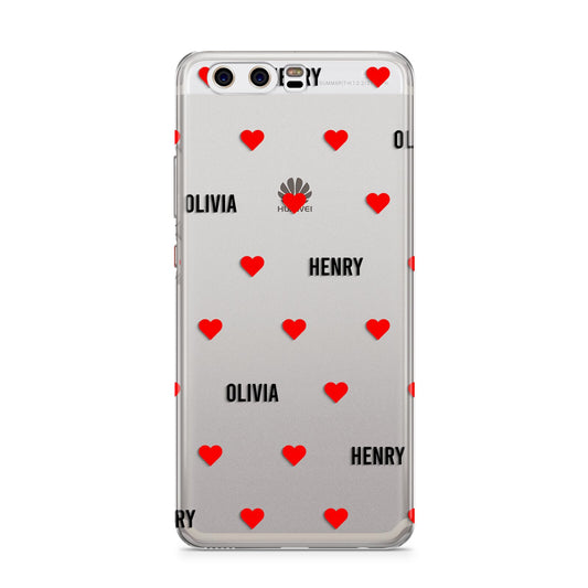 Red Hearts with Couple s Names Huawei P10 Phone Case