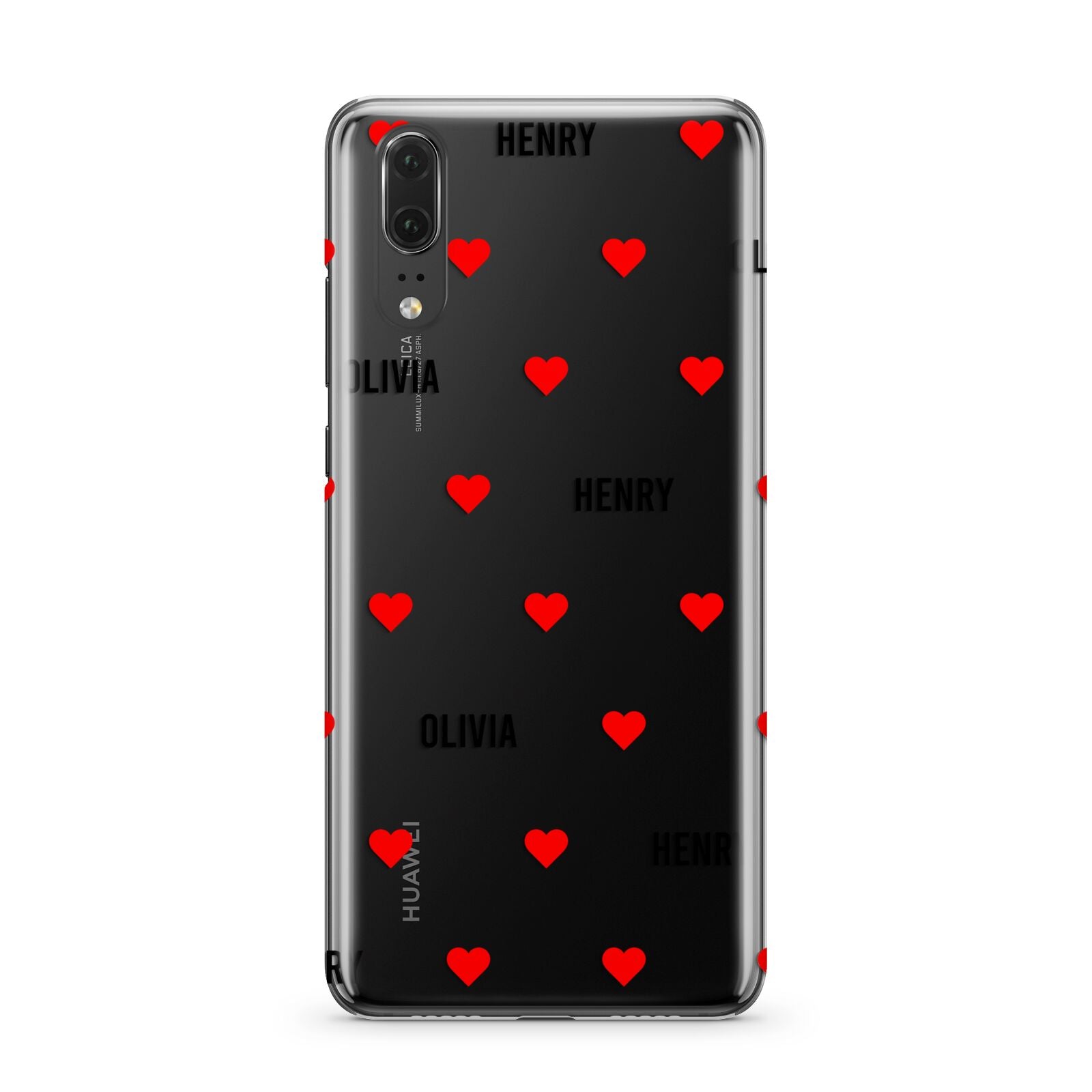 Red Hearts with Couple s Names Huawei P20 Phone Case