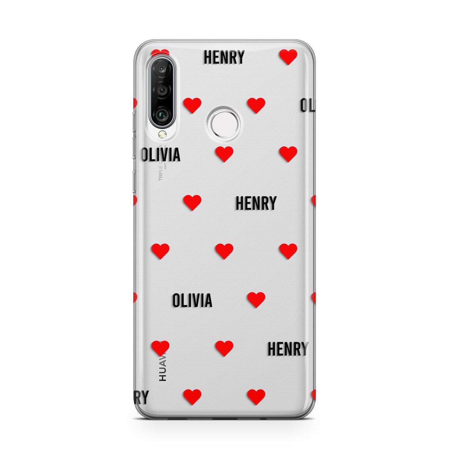 Red Hearts with Couple s Names Huawei P30 Lite Phone Case