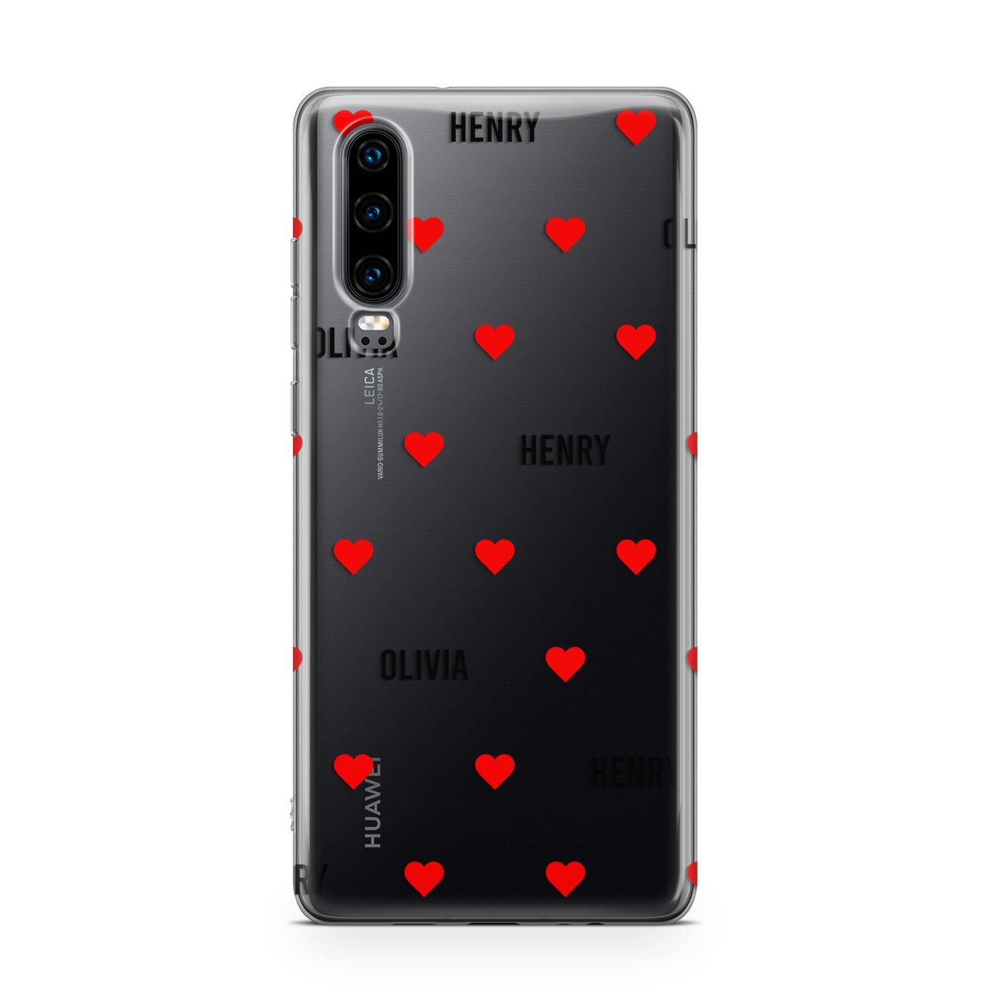 Red Hearts with Couple s Names Huawei P30 Phone Case