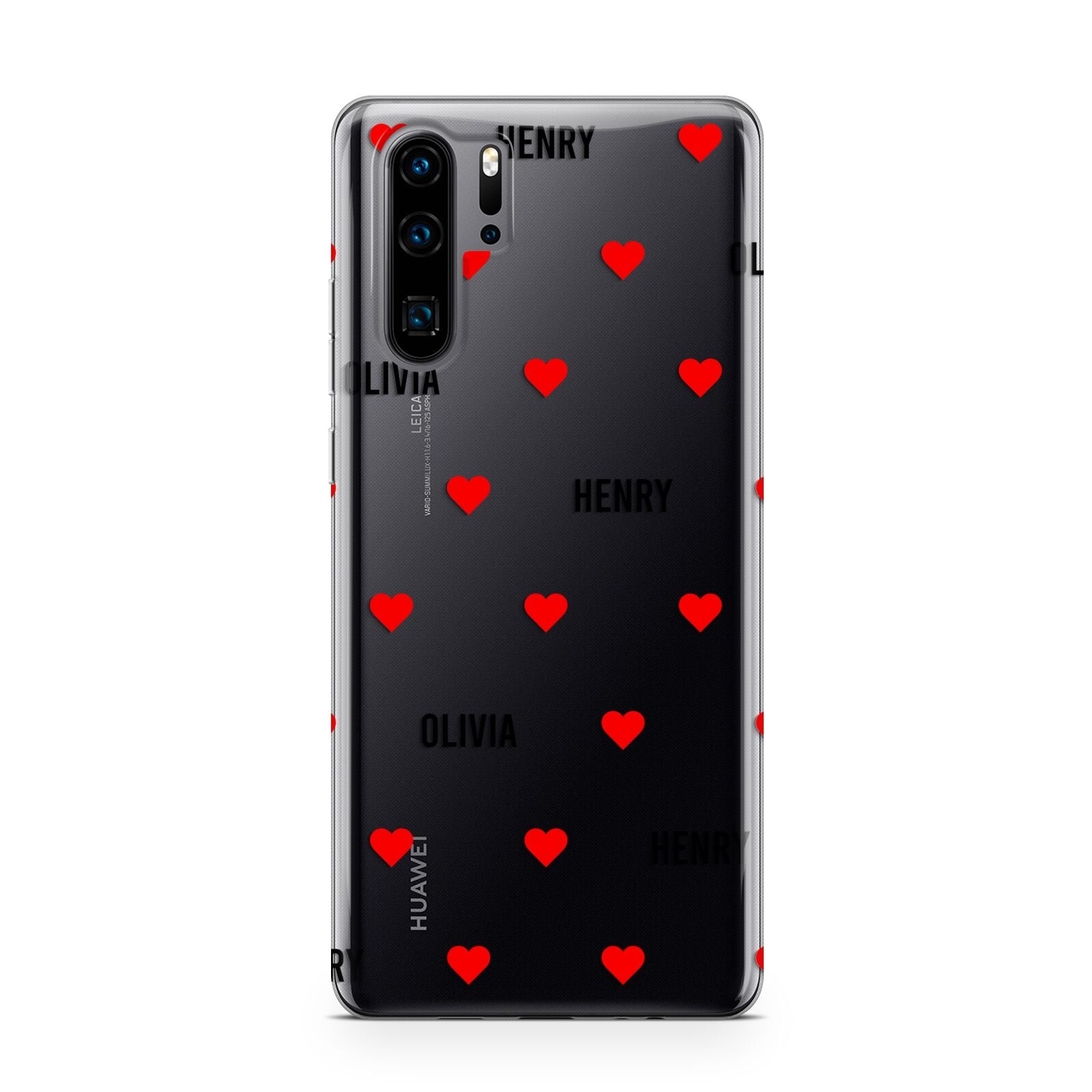 Red Hearts with Couple s Names Huawei P30 Pro Phone Case