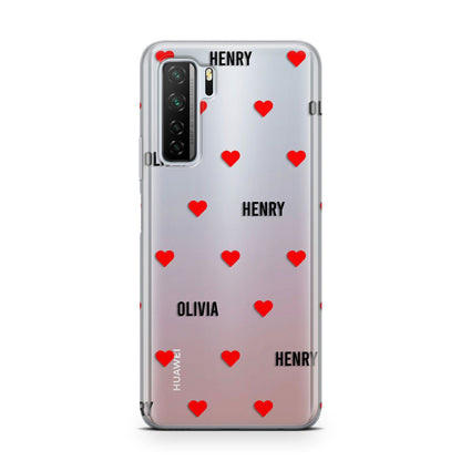 Red Hearts with Couple s Names Huawei P40 Lite 5G Phone Case