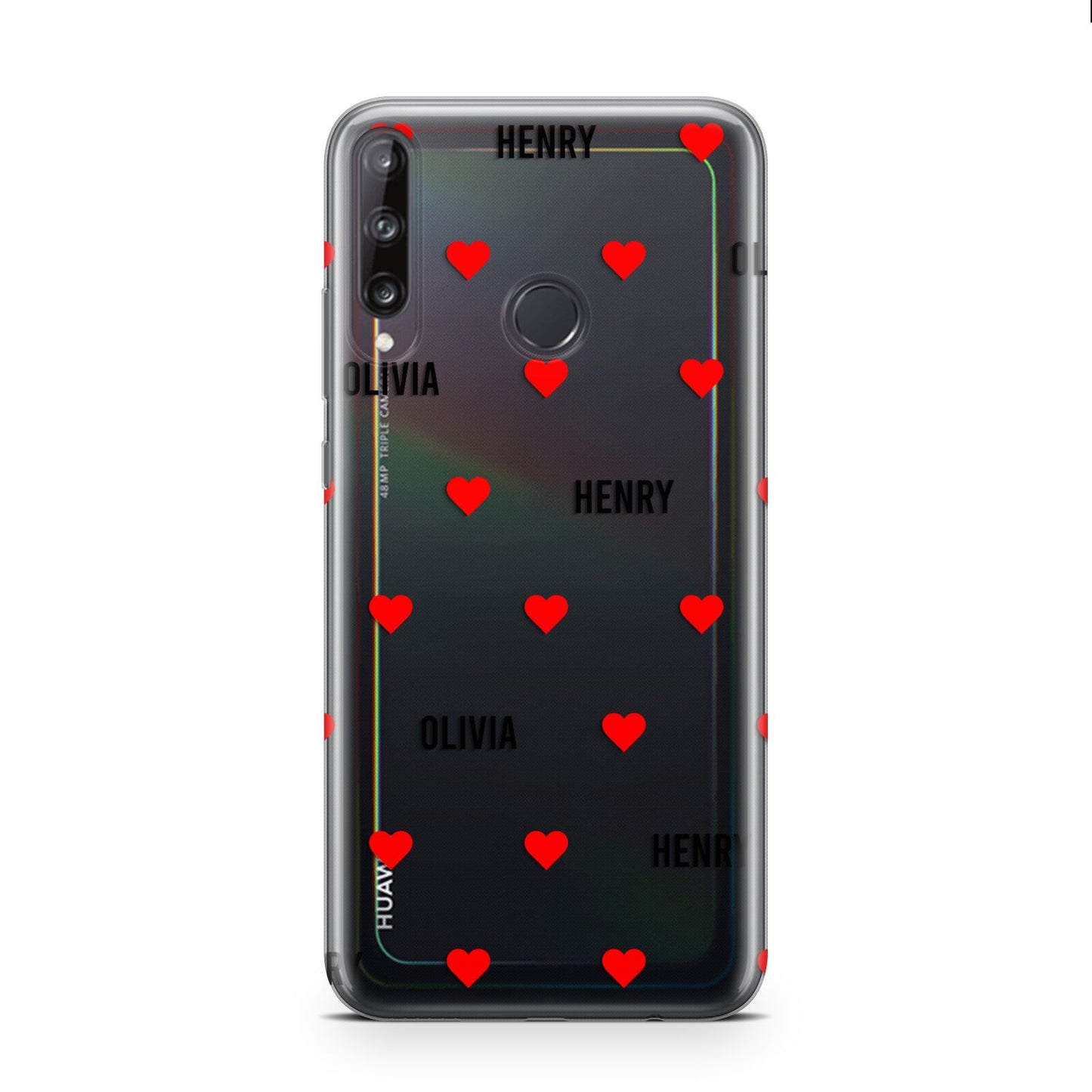 Red Hearts with Couple s Names Huawei P40 Lite E Phone Case