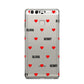 Red Hearts with Couple s Names Huawei P9 Case