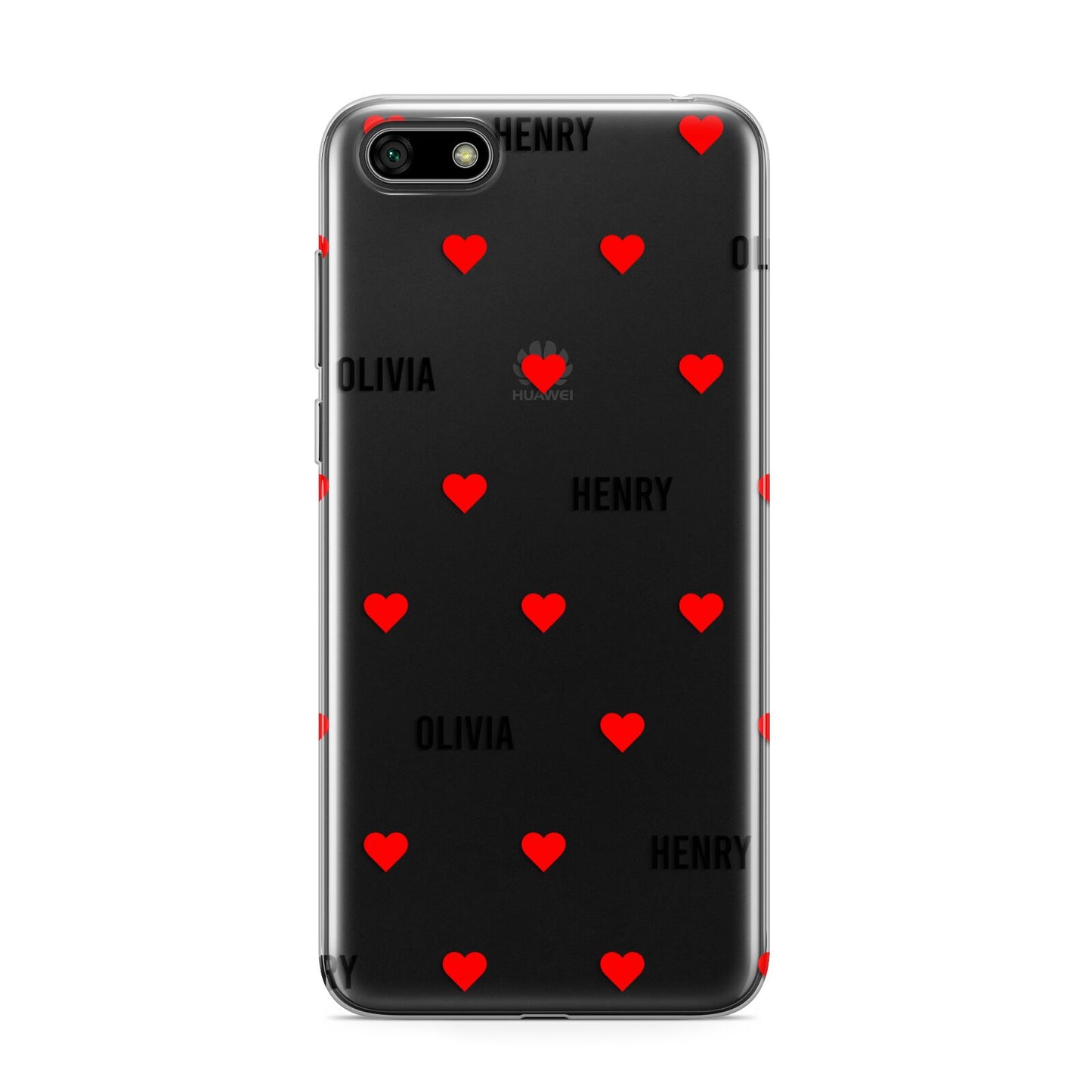 Red Hearts with Couple s Names Huawei Y5 Prime 2018 Phone Case