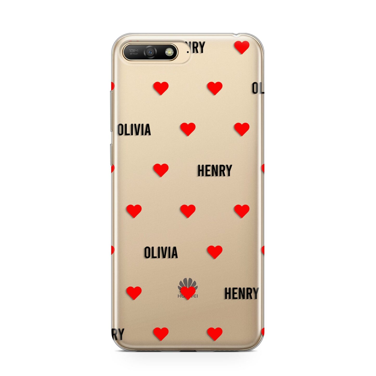 Red Hearts with Couple s Names Huawei Y6 2018