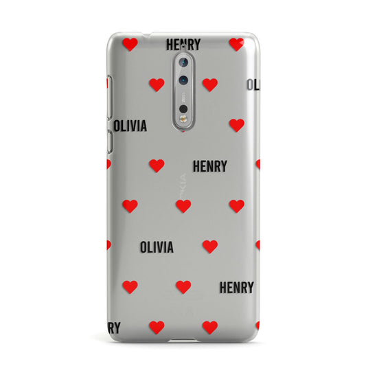 Red Hearts with Couple s Names Nokia Case