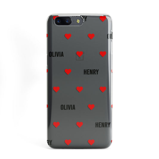 Red Hearts with Couple s Names OnePlus Case