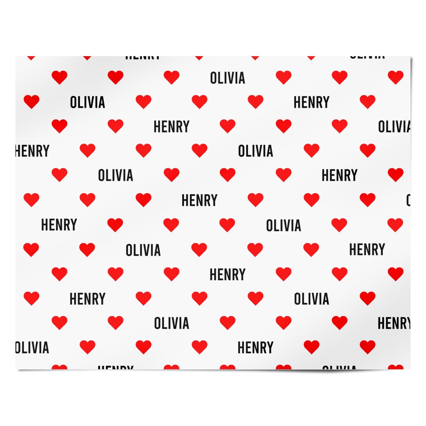 Red Hearts with Couple s Names Personalised Wrapping Paper Alternative