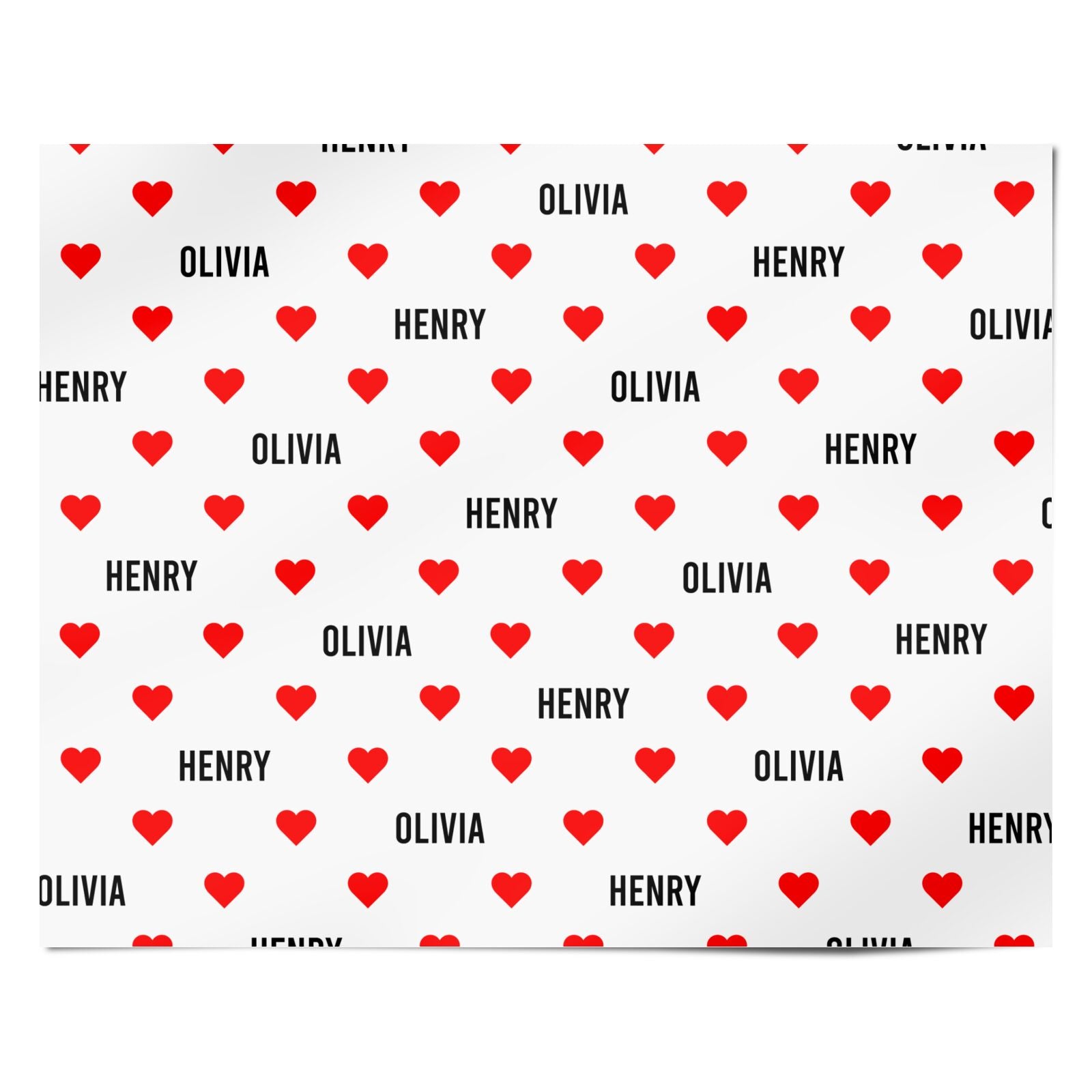 Red Hearts with Couple s Names Personalised Wrapping Paper Alternative