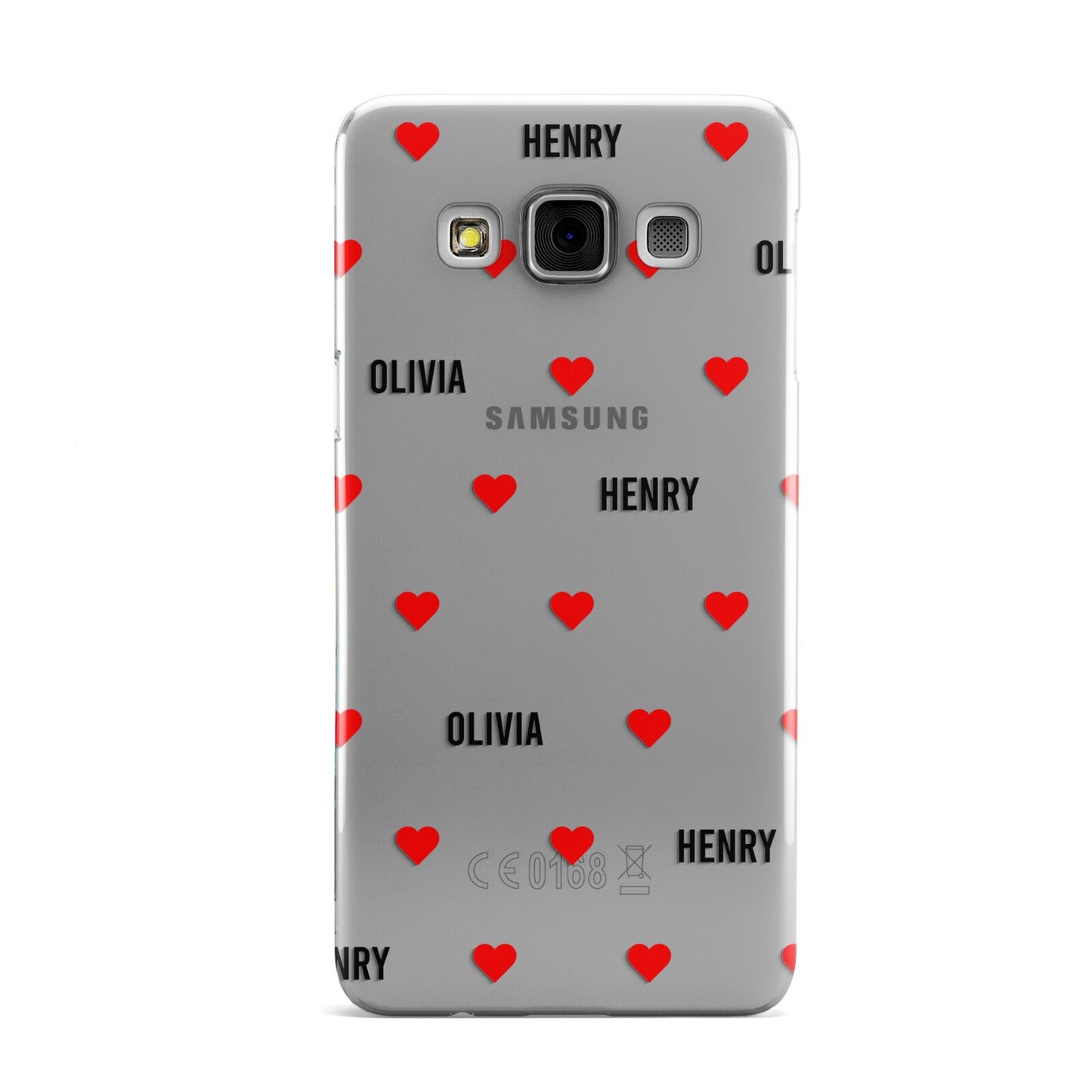 Red Hearts with Couple s Names Samsung Galaxy A3 Case
