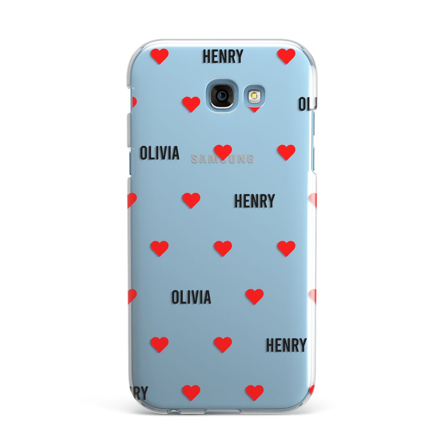 Red Hearts with Couple s Names Samsung Galaxy A7 2017 Case