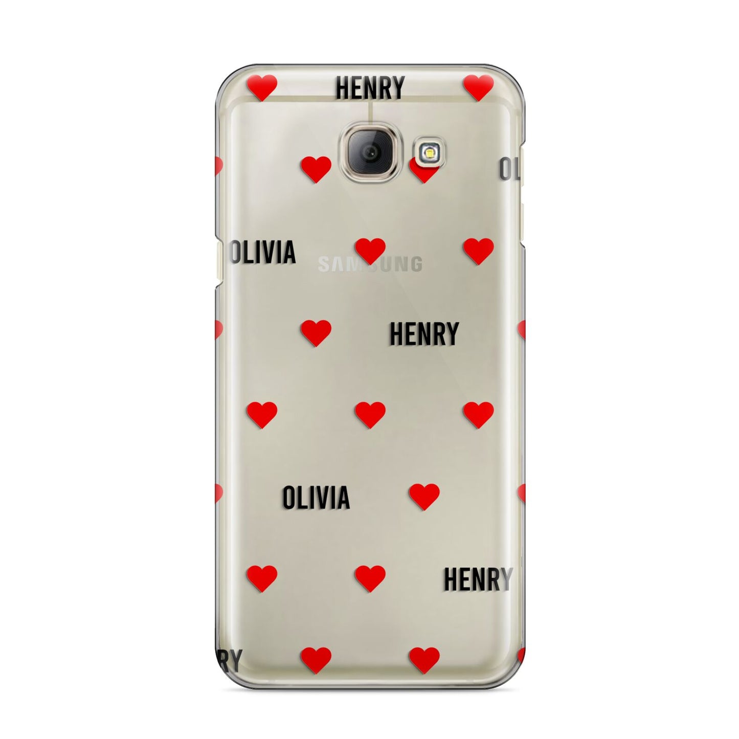 Red Hearts with Couple s Names Samsung Galaxy A8 2016 Case
