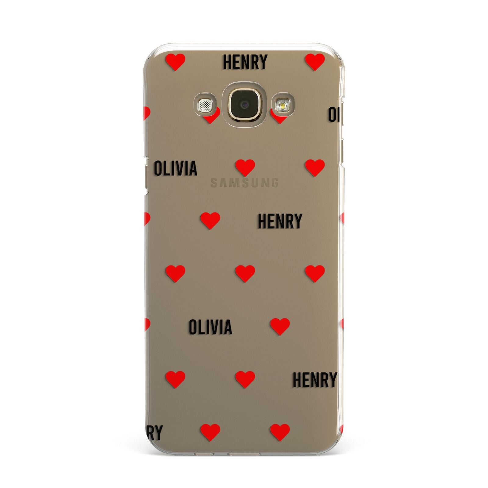 Red Hearts with Couple s Names Samsung Galaxy A8 Case