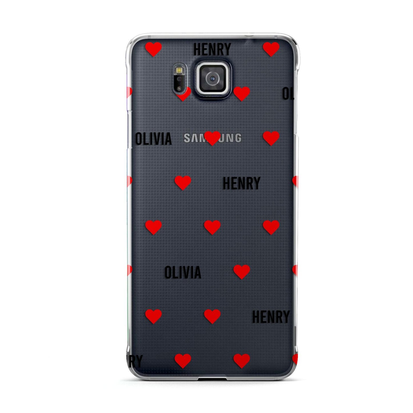 Red Hearts with Couple s Names Samsung Galaxy Alpha Case