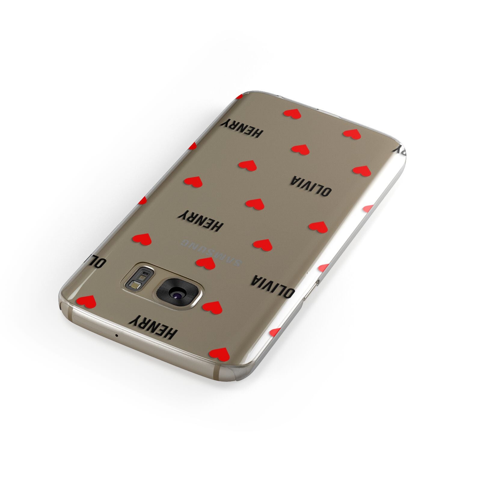 Red Hearts with Couple s Names Samsung Galaxy Case Front Close Up