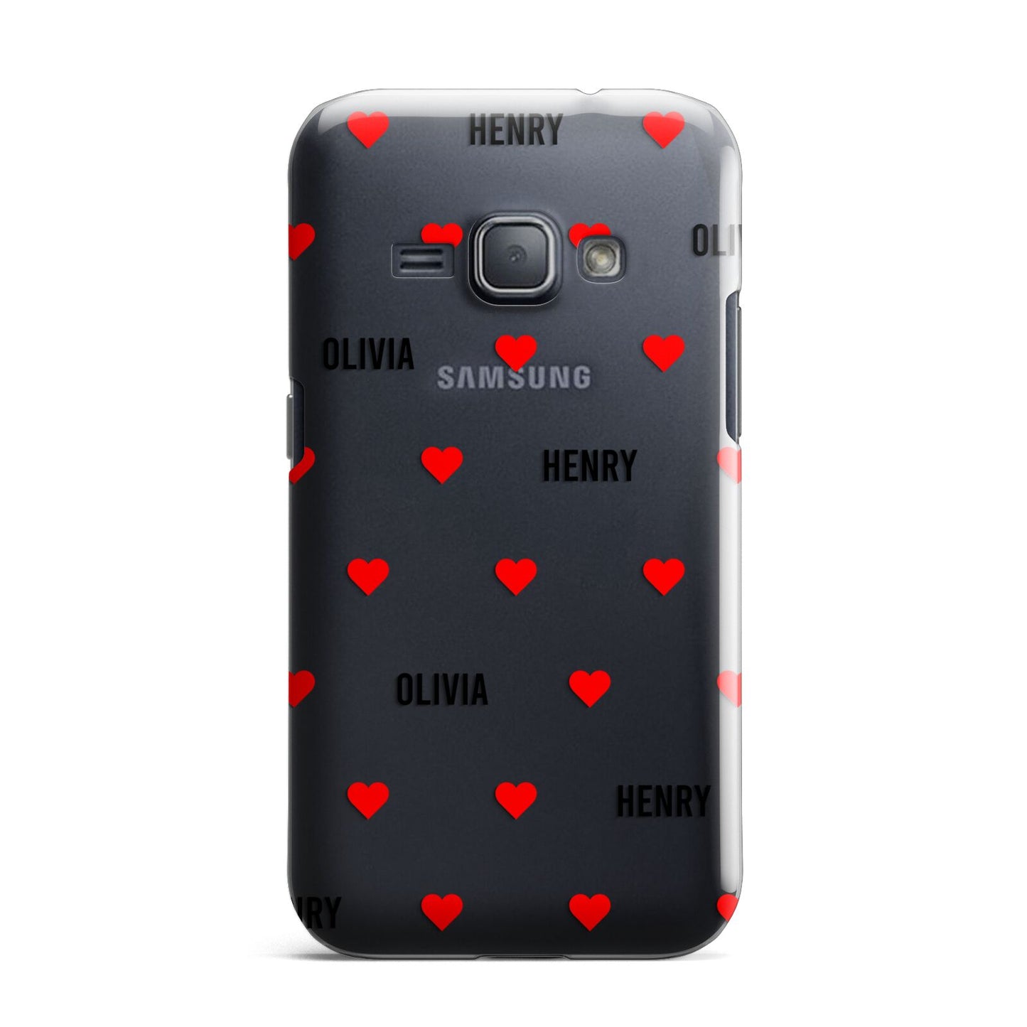 Red Hearts with Couple s Names Samsung Galaxy J1 2016 Case